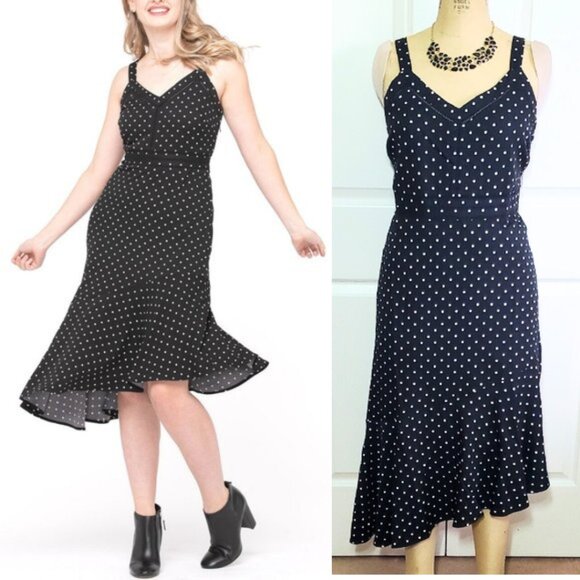 Ricki's Dresses & Skirts - Asymmetric Hem Midi Dress w/ Polka Dots - Size 14